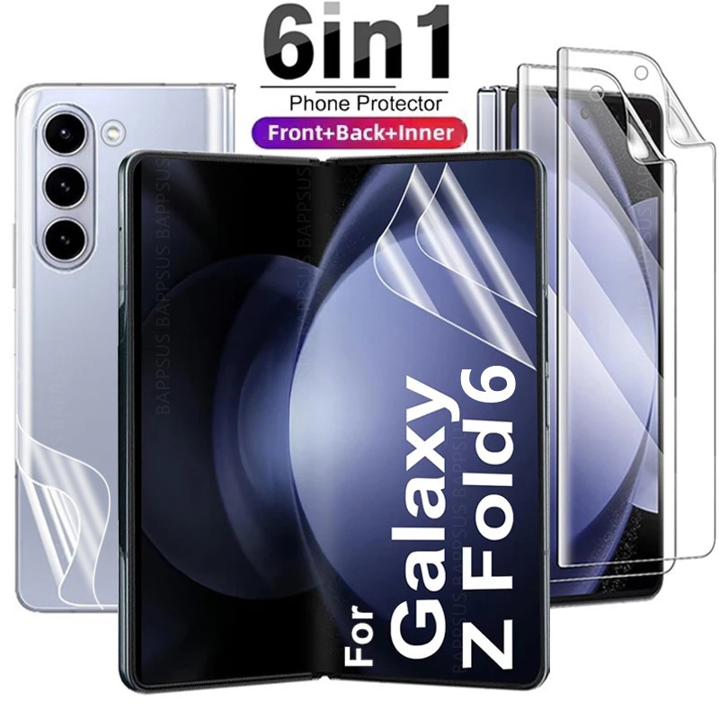 Samsung ZFold6 ZFold5 ZFold4 ZFold3 ZFold2 2 ชิ้น 400D ด้านหน้าด้านหลัง HD Clear Soft Hydrogel ฟิล์มสําหรับ Samsung Z Fold6 Fold5 Fold4 Fold3 Fold2 Anti-Fingerprints โทรศัพท์ป้องกันหน้าจอ