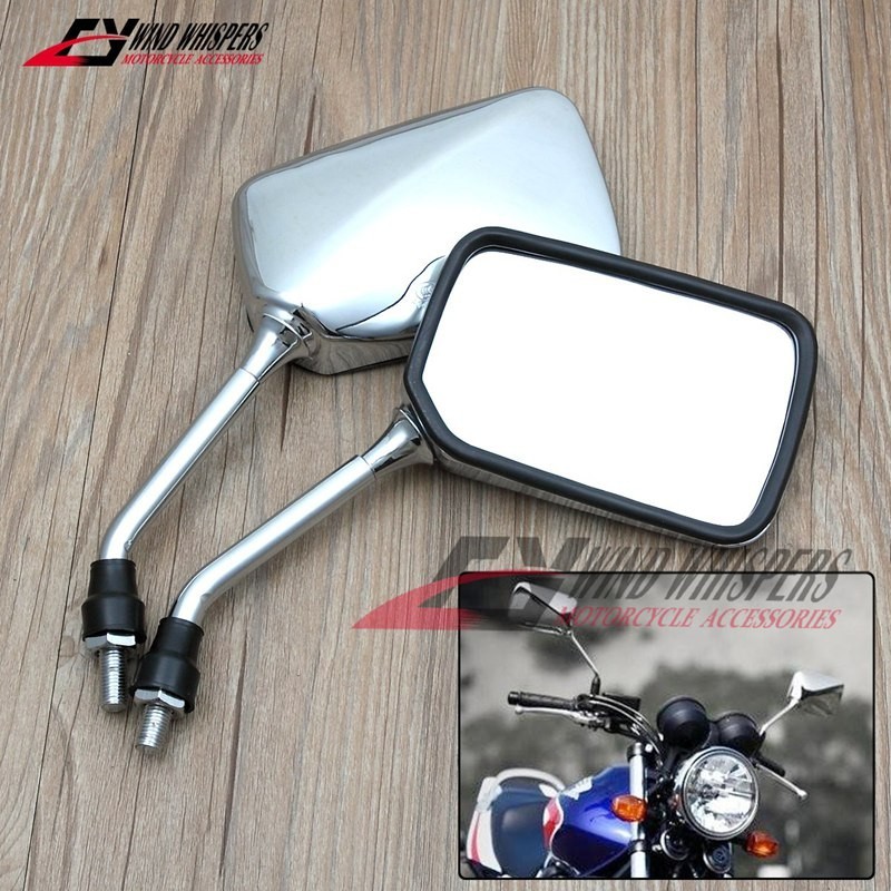 2x10 มม.Chrome Universal ด้านข้างกระจกมองหลังสําหรับ Honda CB400 SF CB750 CB1000 CB1300 CB-1 VTEC VT