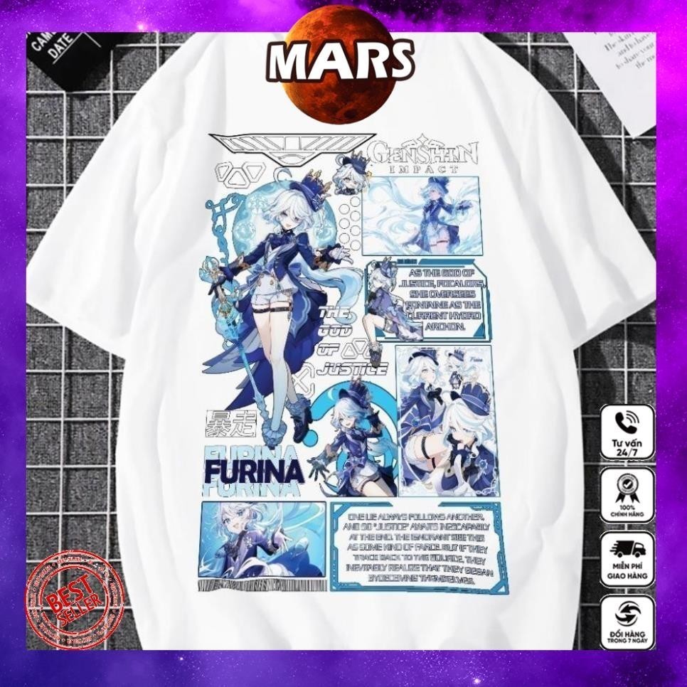 ใหม่ เสื้อยืด Genshin Impact: Furina Form Unisex