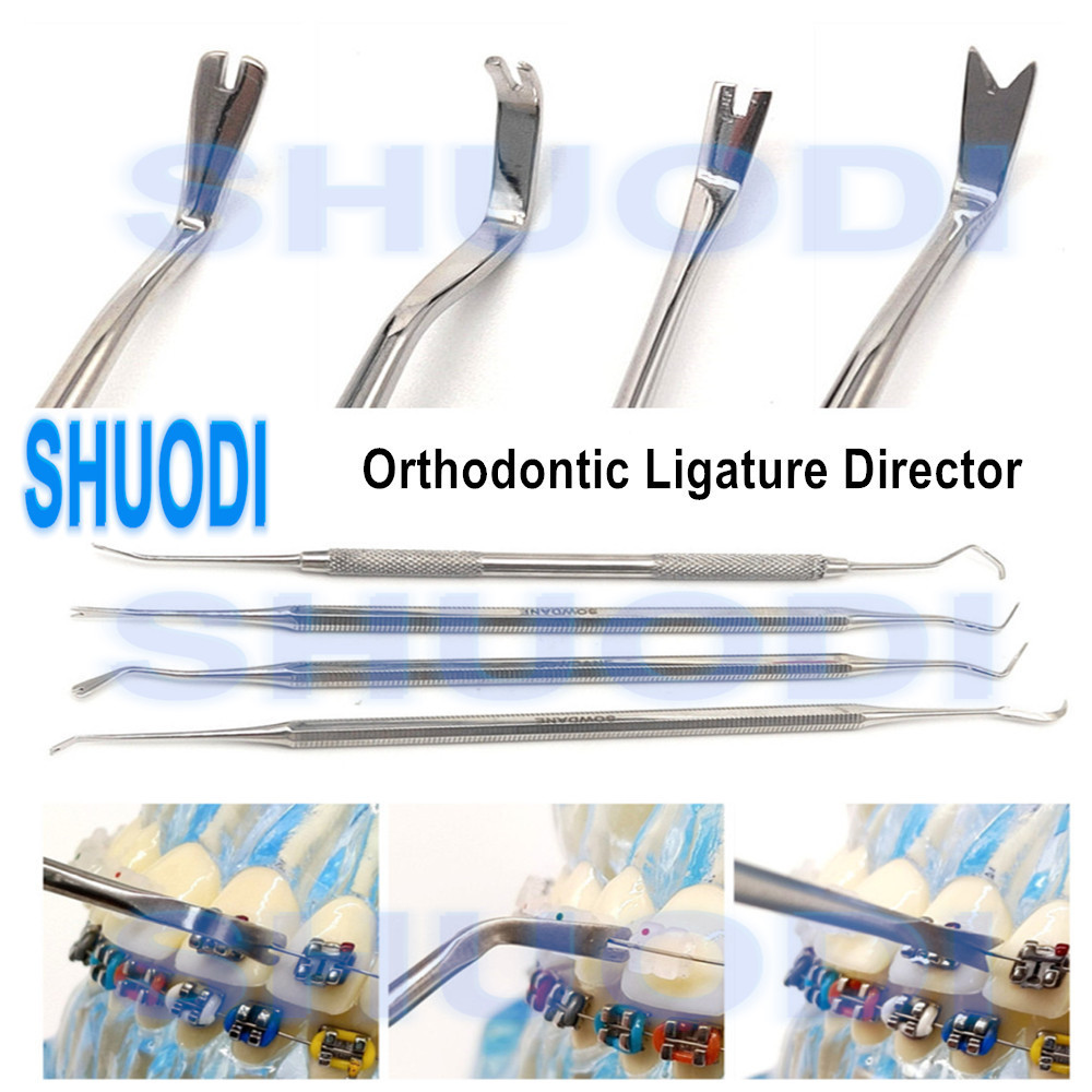 1 ชิ้นทันตกรรมจัดฟัน Ligature Director Double Ends โค้งด้วย Scaler