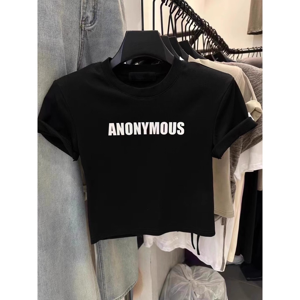 พร้อมส่ง เสื้อครอปแขนสั้น ผ้าคัตคอน นิ่มใส่สบาย เสื้อยืดพิมพ์ลาย ฤดูร้อน#แขนสั้น 100%Cotton T-shirt เสื้อยืดผู้หญิง