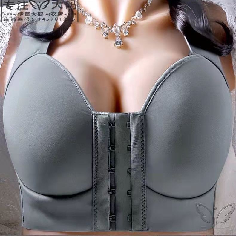 大码34-50CDE Plus ขนาด Bras เซ็กซี่ Push Up สบาย Bralette ผู้หญิงลึกถ้วย Bra ซ่อนกลับไขมันชุดชั้นใน Sh