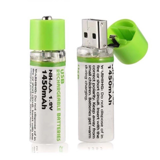 Battery AA ถ่านชาร์จ USB AA ขนาด 2.5A 1.2V 1450MAH ใช้ได้กับอุปกรณ์ทุกชนิด เช่น รีโมท ของเล่น ไฟฉาย เป็นต้น ชาร์จซ้ำได้