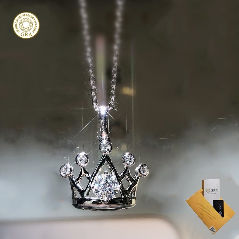 (พร้อมใบรับรอง Gra) จี้ crown moissanite ประณีต แปดหัวใจ และลูกศร