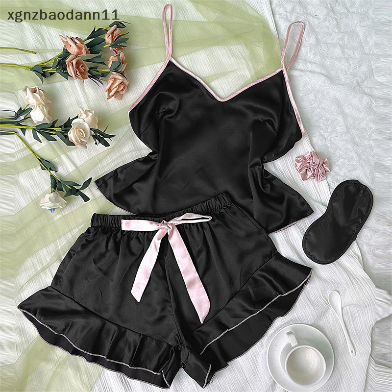 [XGNZ] แฟชั่นหน้าแรกลําลองเซ็กซี่ Bow Sa Camisole กางเกงขาสั้นชุดนอนผู้หญิง DSTG