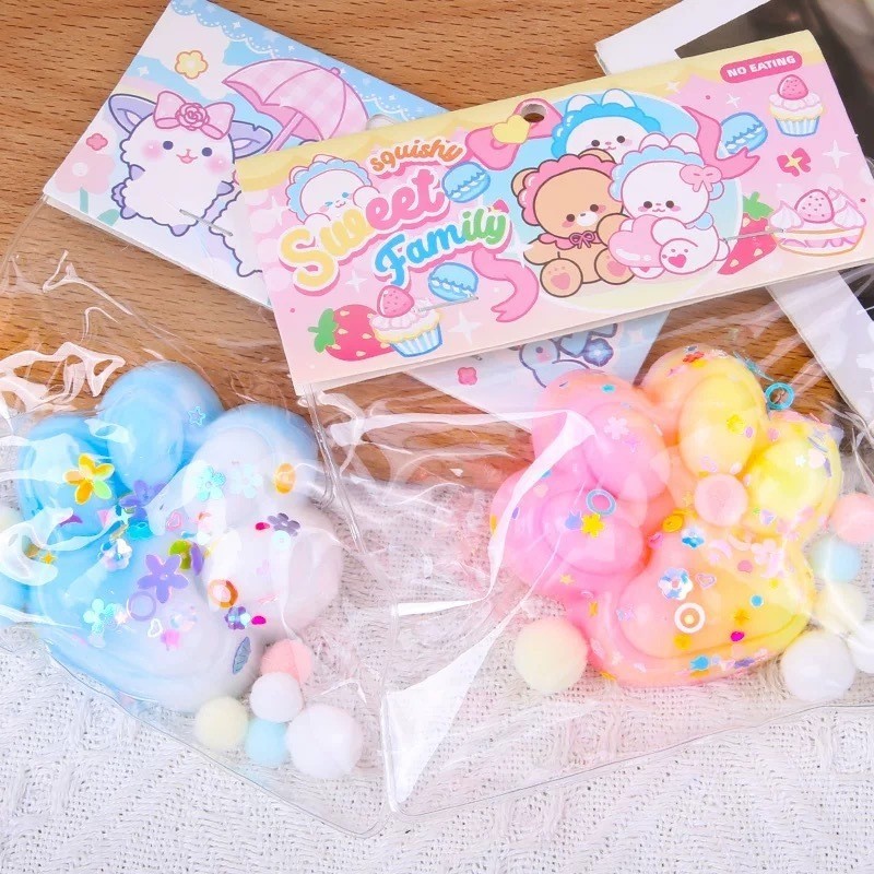 ของเล่นสกุชชี่มินิ 1 ชิ้น อุ้งเท้าแมวยาว Kawaii ลูกบาศก์ใส ของเล่นบีบบรรเทาความเครียด
