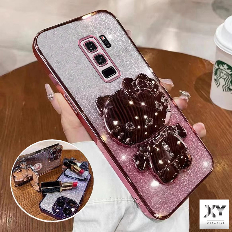 เคส SAMSUNG S9 Plus SAMSUNG S9 กระจก วงเล็บปลอก เรียลมี ค33 เคสโทรศัพท์ขอบทองอ่อนเงาและโปร่งใสกันกระแทกกันชนป้องกัน เคสโทรศัพท์ SAMSUNG S9 Plus SAMSUNG S9