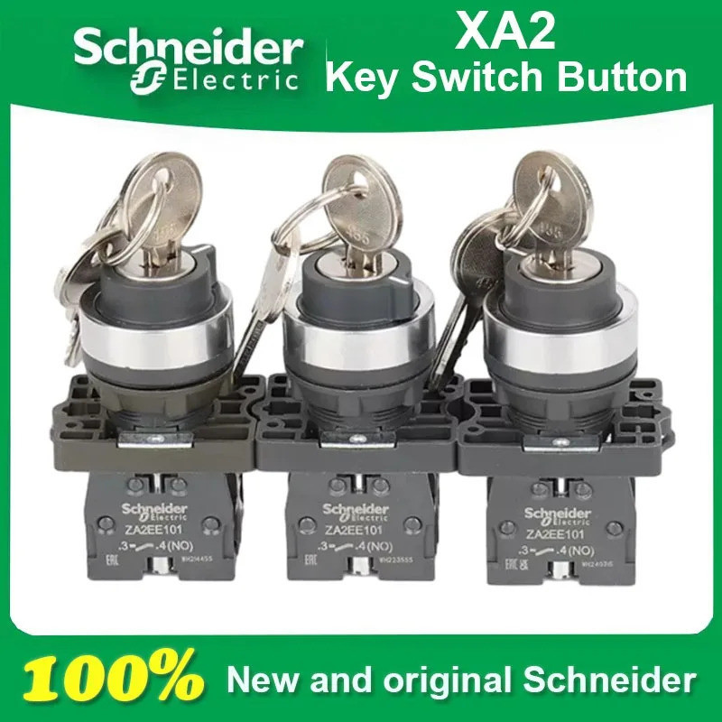 100% ใหม่และต้นฉบับปุ่มสวิตช์กุญแจ Schneider XA2EG33 XA2EG43