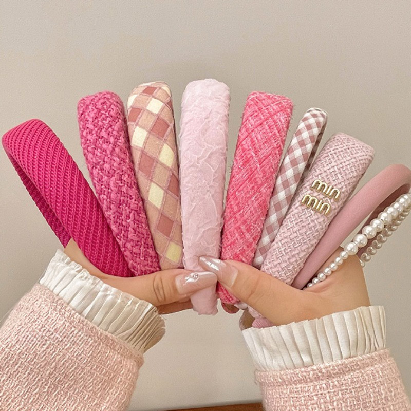 ยางรัดผมสีชมพูนางฟ้าสําหรับผู้หญิงแฟชั่นผมห่วงสําหรับสาวๆสายรัดศีรษะหรูหรา