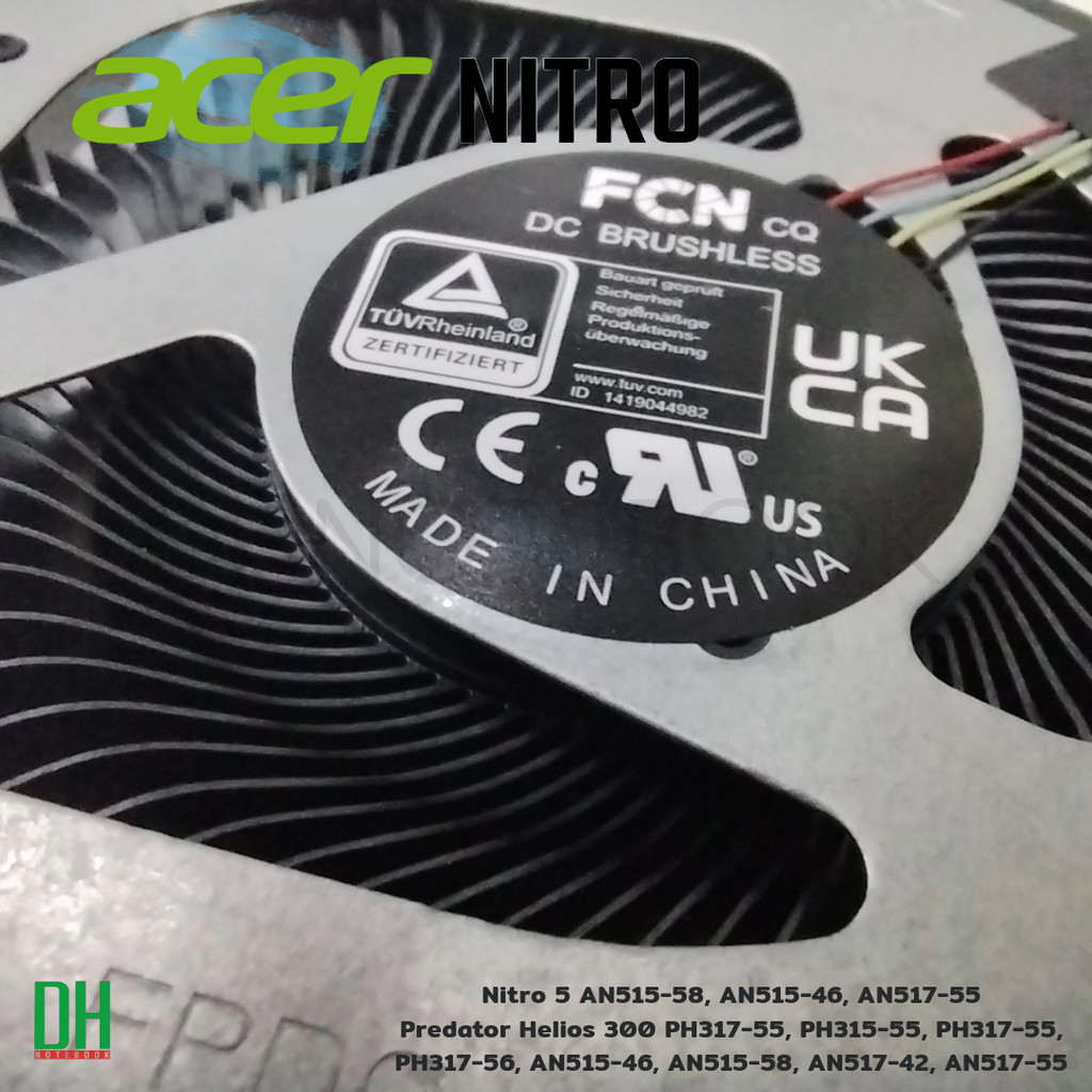 พัดลมระบายความร้อน Nitro 5 AN515-58, AN515-46, Predator Helios 300 PH317-55, PH315-55 DFSCL12E16486M, DFSCK22D05883M - รูปที่ 2