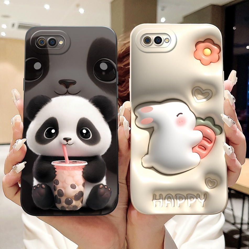 สําหรับrealme C2 (RMX1941) เลนส์ป้องกันกรณีRealmeC2 C 2 2020 C2sน่ารักPandaกระต่ายการ์ตูนซิลิโคนอ่อนนุ่มTPUเคสโทรศัพท์