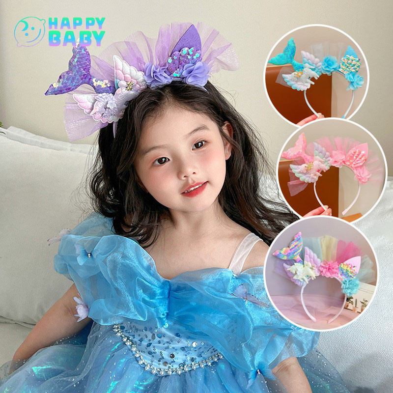 พร้อมส่ง🎀 ที่คาดผม น่ารัก สีสันสดใส เลื่อม หางนางเงือก เปลือกหอย ผ้ากอซ พร็อพถ่ายรูป ปาร์ตี้วันเกิด สําหรับเด็ก