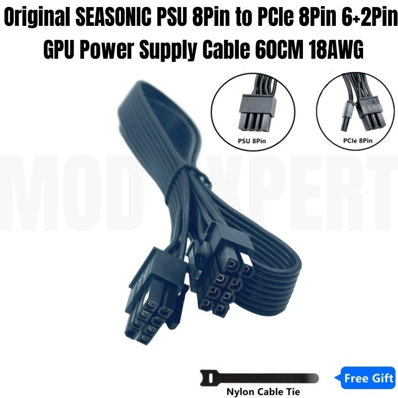 SEASONIC CORE GC-650, GC-550, GC-500 PSU 8Pin to PCIe 8Pin 6+2P GPU Power Cable สําหรับ GC Series 80