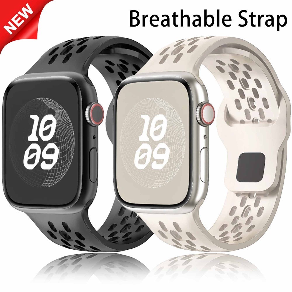 สายซิลิโคนกันน้ําสําหรับสาย iwatch 45 มม.41 มม.44 มม.49 มม.40 มม.42 มม.กีฬา Breathable สร้อยข้อมือ correa iwatch Series Ultra1/2 10 9 8 7 6 5 3 SE ผู้ชายและผู้หญิง