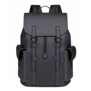 กระเป๋าเป้สะพายหลัง PU กระเป๋าผู้ชายลายทอขั้นสูงรุ่นกระเป๋าค…