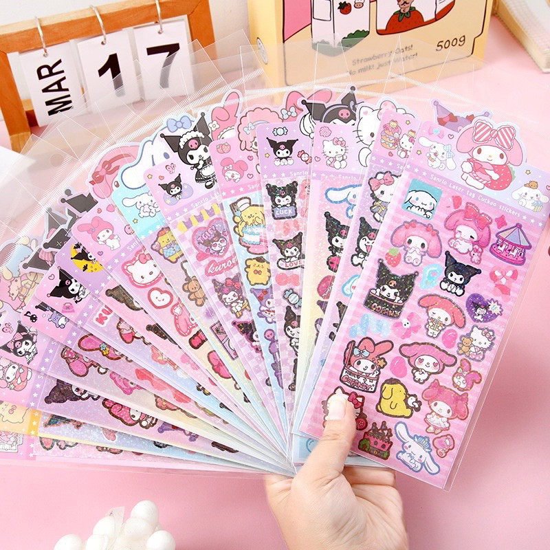 Guka Stickers Kuromi Sanrio Capybara Sticker Door birthday goodies glitter laser Journal สติ๊กเกอร์ต