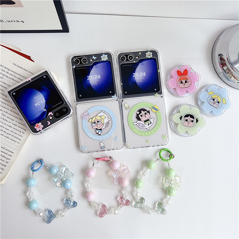 Luken น่ารักการ์ตูน Powerpuff สาว Cry เคสโทรศัพท์สําหรับ Samsung Galaxy ZFlip 3 4 5 6 zflip3/4/5/6 z flip พับ PC dasp กันกระแทก