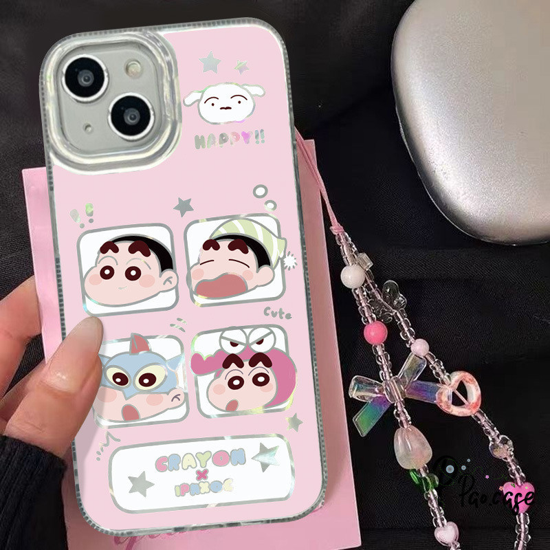 สีเทียนนอนสีเทียนชินชานผู้ถือสร้อยข้อมือเข้ากันได้กับ IPhone 11 13 15 XR 7Plus 12 14 Pro Max 6 14 15 8Plus X XS Max