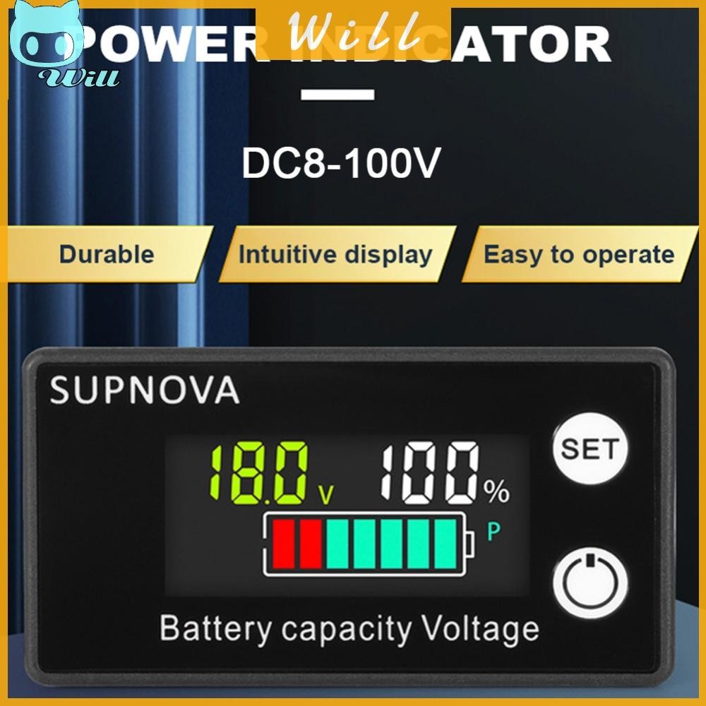 Dc 8V-100V แบตเตอรี่ตัวบ่งชี้ความจุ LCD รถรถจักรยานยนต์โวลต์มิเตอร์เครื่องวัดแรงดันไฟฟ้า
