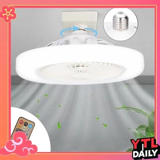 โคมไฟพัดลมเพดานมินิมอล หลอดไฟ 30W พร้อมพัดลม LED E27 ปรับความเร็วลมได้ เสียงเงียบ สีขาวอบอุ่น สําหรับห้องนอน