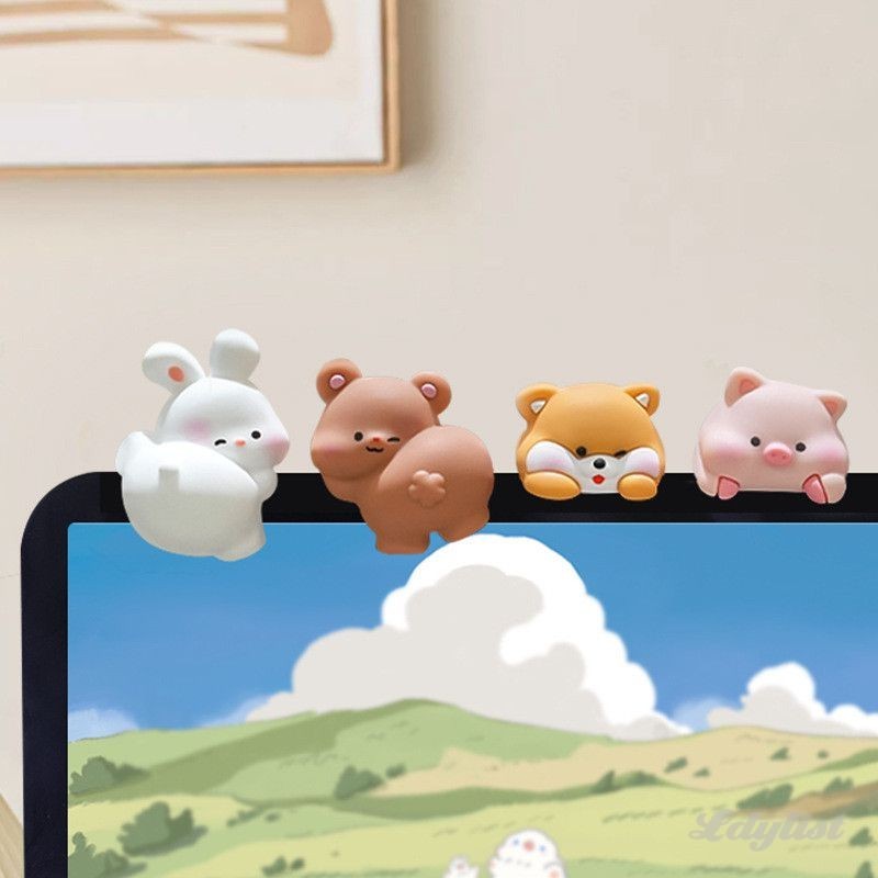ღ ของตกแต่งจอคอมพิวเตอร์สำนักงานสุดสร้างสรรค์ สัตว์น่ารัก ของประดับตกแต่งจอคอมพิวเตอร์ขนาดเล็ก อุปกรณ์ตกแต่งจอคอมพิวเตอร์ในรถยนต์