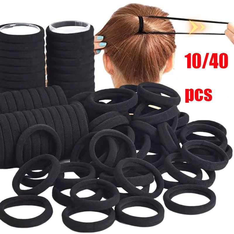 4ซม./5ซม.สีดํายางรัดแข็ง-ยางรัดผมยืดหยุ่นใหญ่ที่ใส่ผมหางม้า-เครื่องประดับผมสาว-สีดําไม่มีรอยต่อยางรัดผมอุปกรณ์เสริม