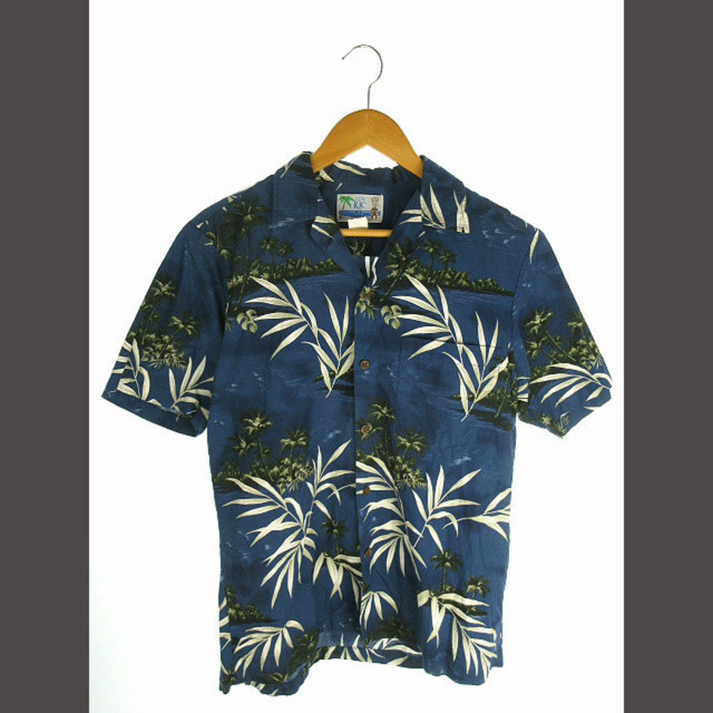 RJC Robert J Clancy Hawaiian Shirt Total Pattern Navy S Made in Hawaii Direct from Japan Secondhand 