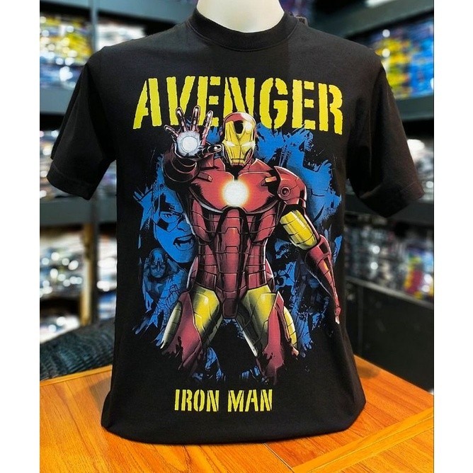 เสื้อMarvel ลาย ไอรอนแมน สีดำ ลิขสิทธิ์แท้💯 (mvx-031)S-5XL