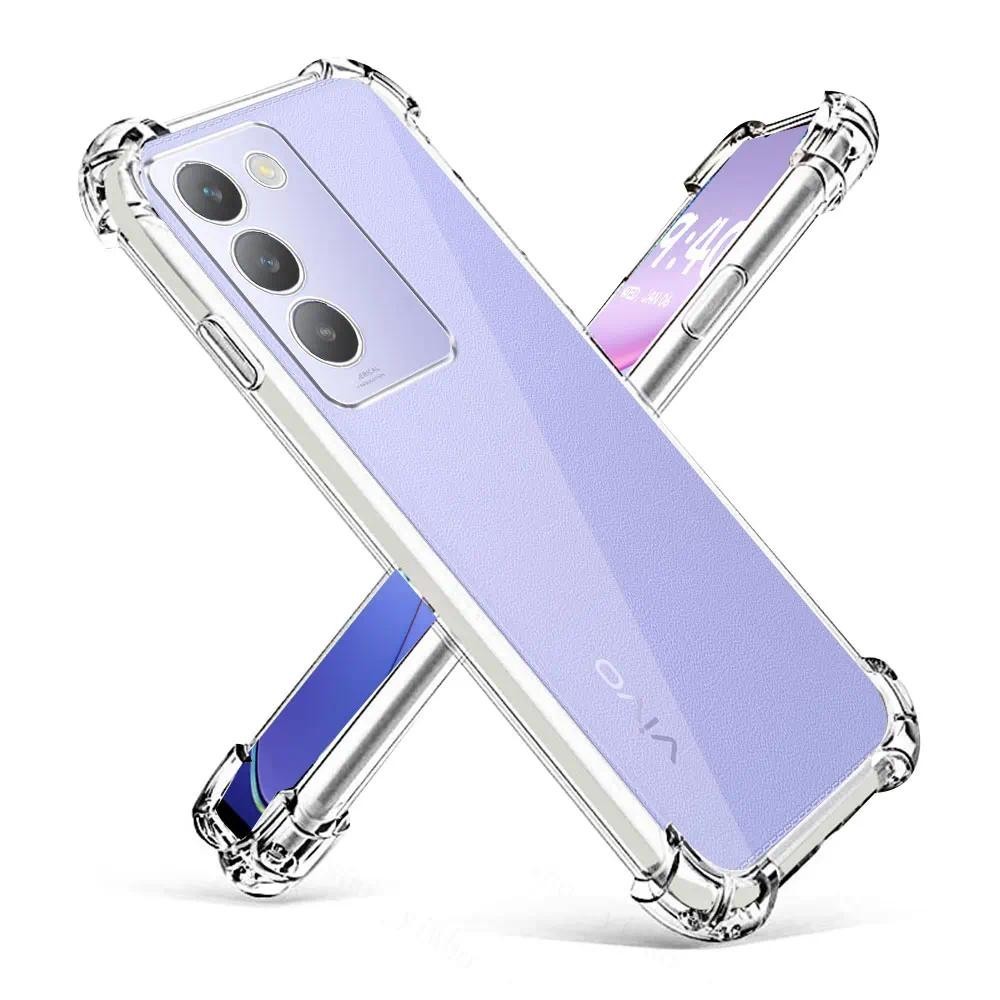 สําหรับ VIVO Y100 5G V2327 กรณีกันกระแทกถุงลมนิรภัย TPU ซิลิโคนนุ่มเคสโทรศัพท์สําหรับ VIVO Y200E 5G/VIVO Y100 4G Clear ป้องกันปกหลัง