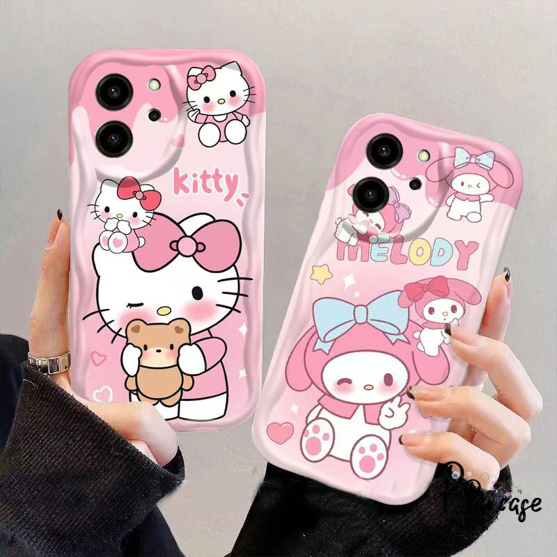 สวัสดีคิตตี้เมโลดี้หลิฟเคส ที่เข้ากันได้กับ iPhone 16 11 XR 15 7Plus 13 SE 2020 14 Pro Max 12 14 8 Plus X XS Max ปกอ่อน