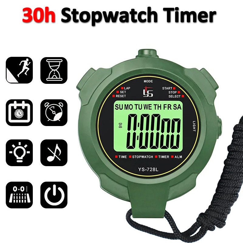 30 H Chronometer มือถือพ็อกเก็ตนาฬิกาจับเวลา 0.01 S ความแม่นยํา Professional Digital Sport นาฬิกาจับเวลา LCD Timer หยุดนาฬิกาจับเวลาเครื่องมือ
