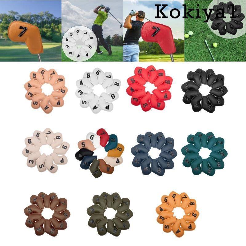 [Kokiya1] 10 ชิ้น Golf Iron Headcover Club Head Cover Protector Set 3,4,5,6,7,8,9,A,S,P