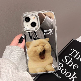 เคสโทรศัพท์มือถือแบบกระจกFor IPhone 11 13 Pro Max 17 14 Case ไอโฟน15 16 12เคสไอโฟนลายสุนัข/แมวกรณีโทรศัพท์มือถือชุบกระจก
