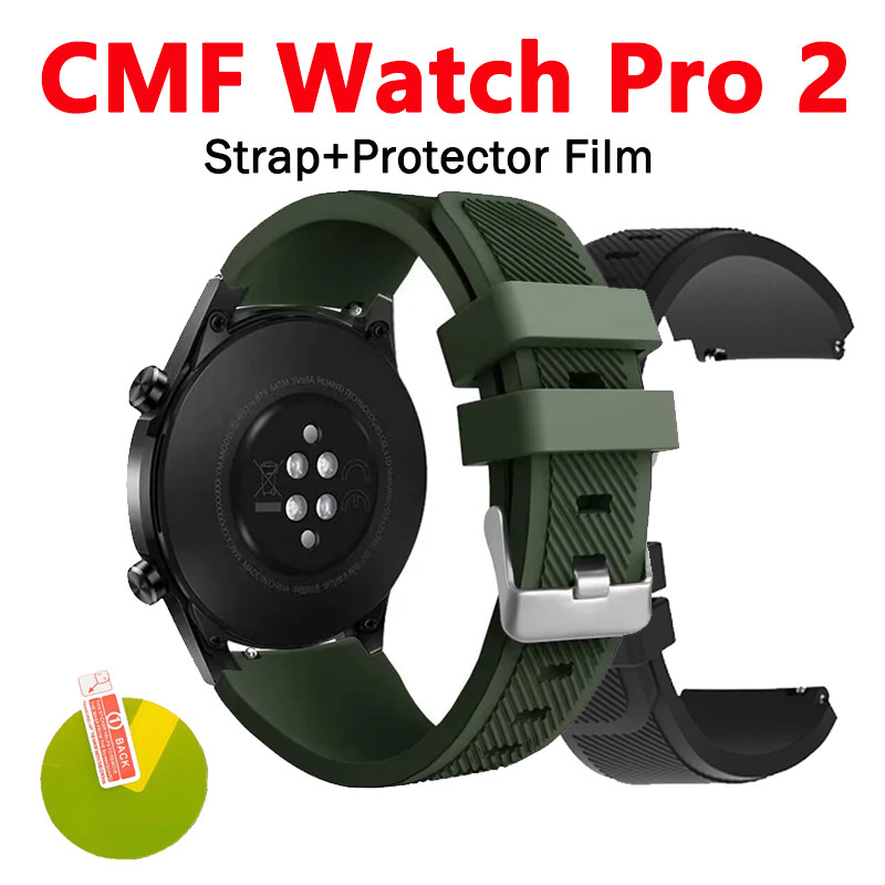 สายรัดสร้อยข้อมือซิลิโคนสําหรับ CMF Watch Pro 2 Pro2 สายรัดอุปกรณ์เสริมนาฬิกาอัจฉริยะพร้อมฟิล์มกันรอยหน้าจอ