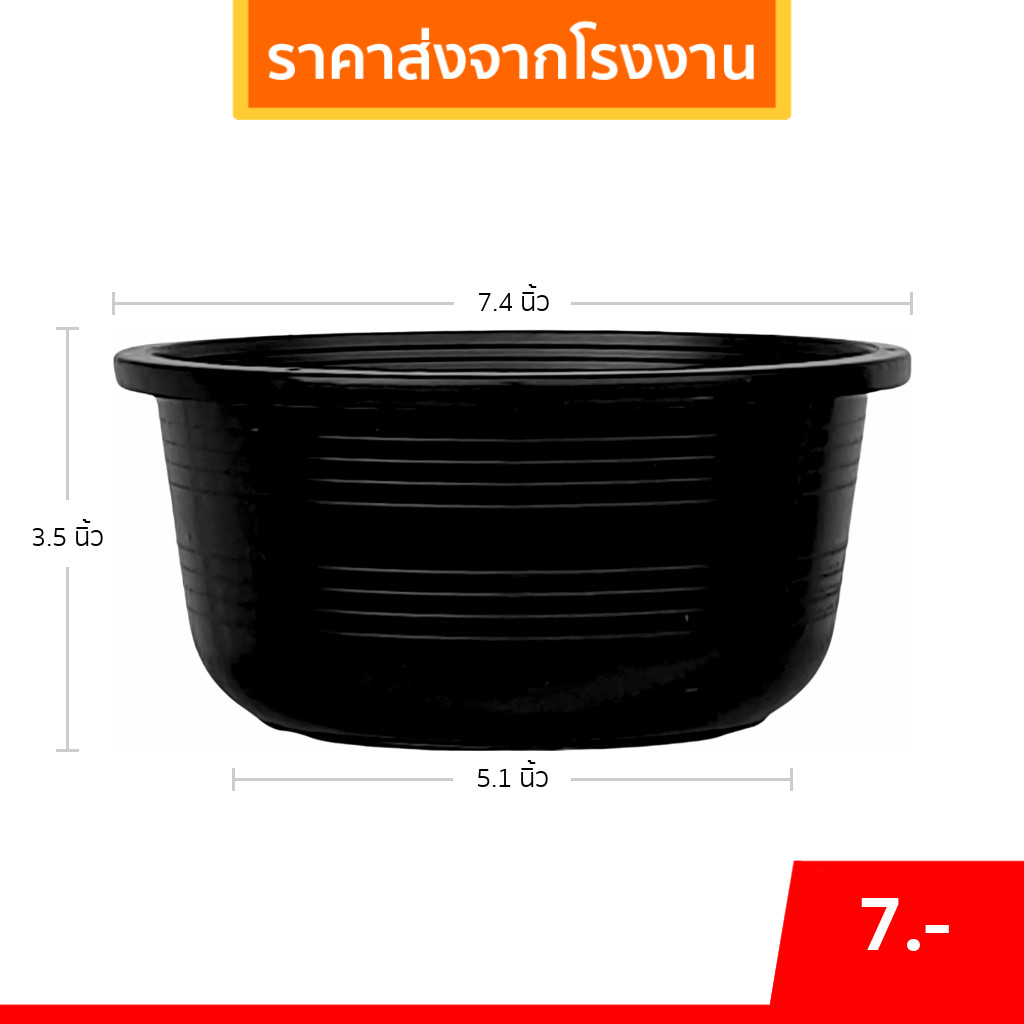 กระถาง กระถางทรงถ้วย กระถางแขวน ขนาด เบอร์ 8 7 นิ้ว สีดำ Bundle 50 ใบ