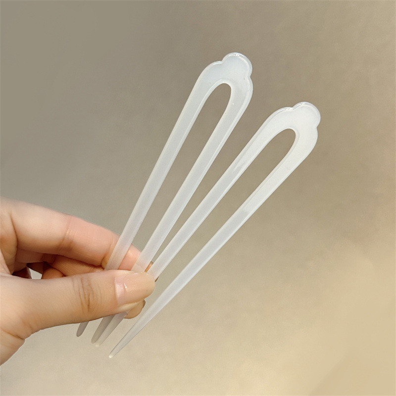 U-shaped Hairpin คู่โบราณหยกสไตล์โบราณ Hanfu เครื่องประดับผม Hairpin ขนาดใหญ่คู่ Hairpin สไตล์ชาติพันธุ์ใหม่จีน Acetate Hairpin
