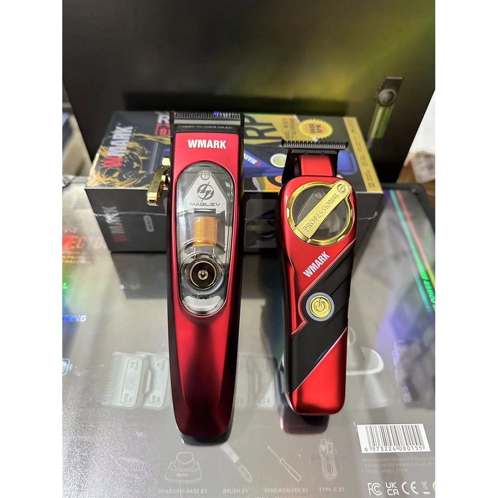 Wmark ปัตตาเลี่ยนผม LCD maglev จอแสดงผลดิจิตอลระดับมืออาชีพไฟฟ้า faders DLC ปัตตาเลี่ยนผม NG-9004+92