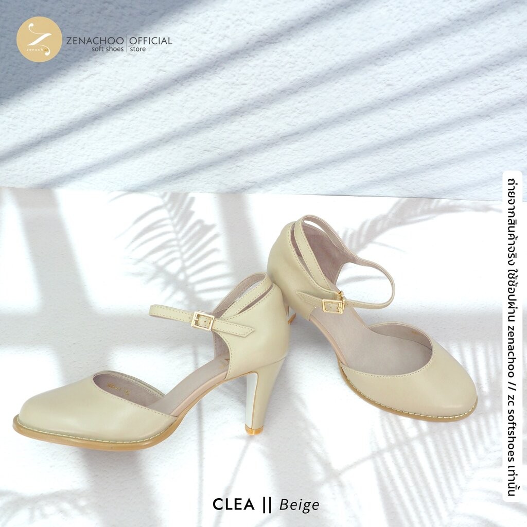 ทรงปกติ:เปลี่ยนไซส์ได้-ไม่รับคืน Zenachoo รุ่น Clea สูง 2.5 นิ้ว รองเท้าหนังแกะแท้ หนังนิ่ม พื้นนุ่ม