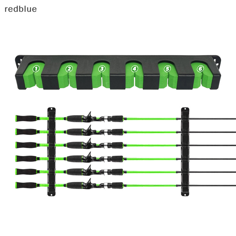 ใหม่ 1 ชุด Fixing 6-Rod Rack ติดผนังชั้นวางคันเบ็ดสําหรับเรือแนวนอน/แนวตั้งผู้ถือเบ็ดตกปลาร้อน