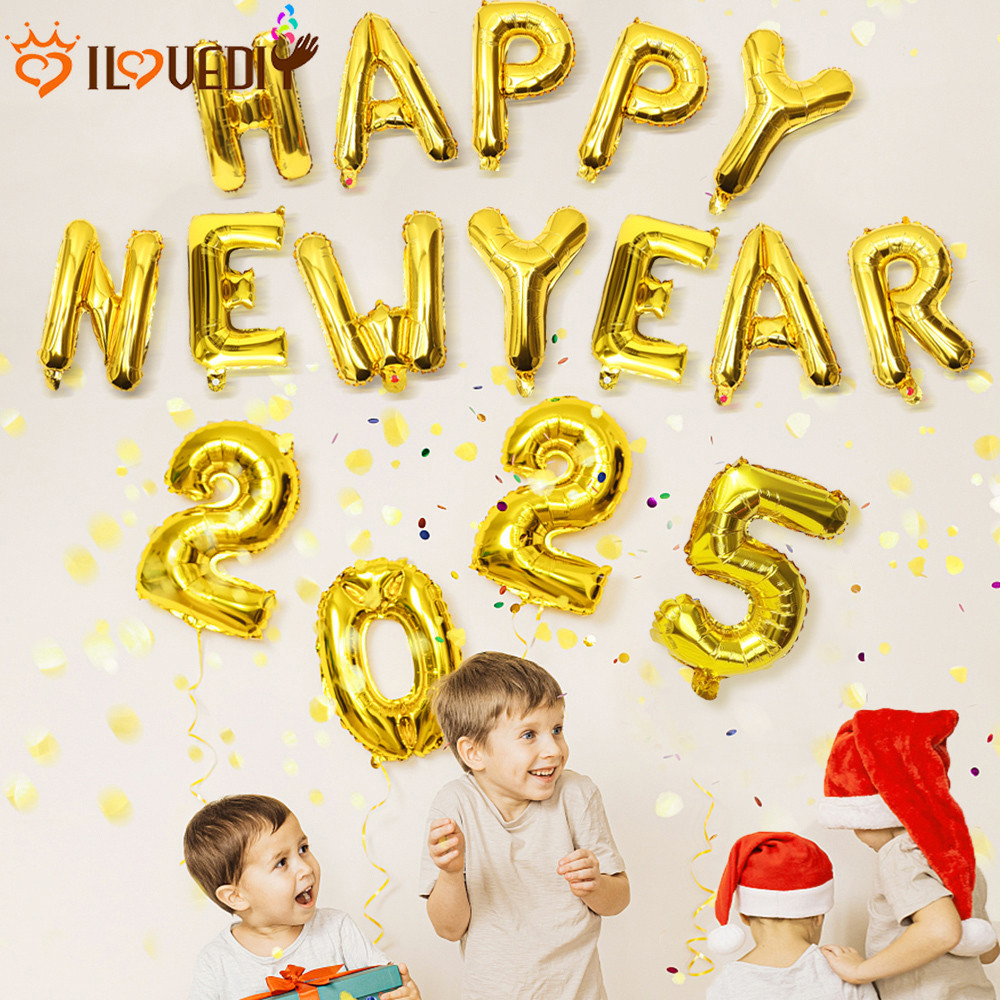[ แนะนํา] ลูกโป่งฟิล์มอลูมิเนียม 16 นิ้ว - ลูกโป่ง Happy New Year 2025 - Number Foil Airballoon - เครื่องประดับบรรยากาศมีความสุข - ตกแต่งปาร์ตี้ธีมวันเกิดปีใหม่
