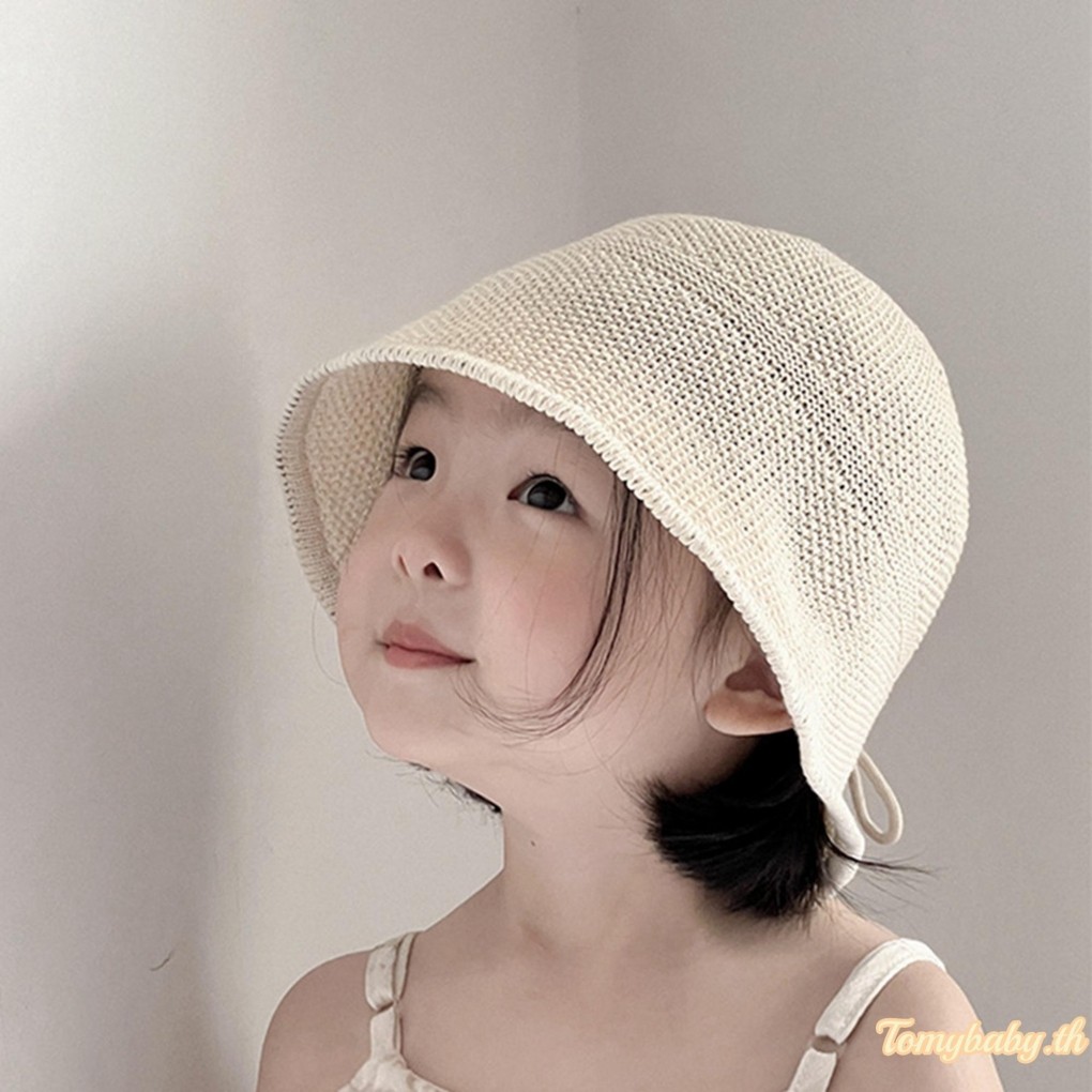 Tomybaby-girls Straw Bucket Hat Outdoor Sun Protection Wide Brim เด็กวัยหัดเดินหมวกชาวประมงชายหาด
