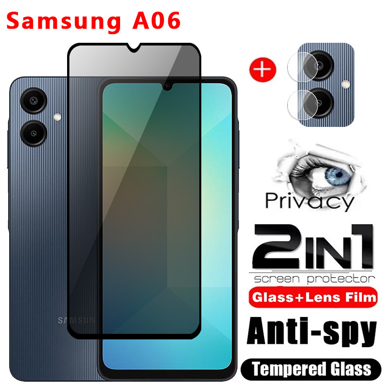 Samsung Galaxy A06 4G 2024 ความเป็นส่วนตัวกระจกนิรภัยป้องกันหน้าจอคลุมทั้งหมดฟิล์มป้องกันโทรศัพท์สําหรับ GalaxyA06 A 06 เลนส์กล้อง