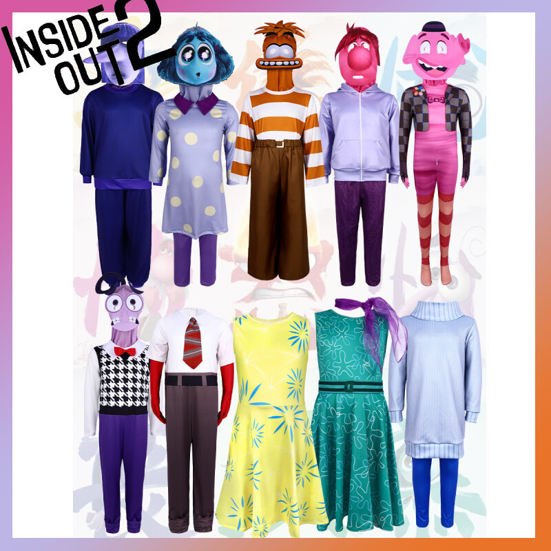 Inside Out 2 Joy/Disgust/Anger/Fear/Sadness/Envy/Embarrasment/Anxiety/Ennui ฮาโลวีนเครื่องแต่งกายคอสเพลย์ Party Dress Up แกล้งเล่นประสิทธิภาพ