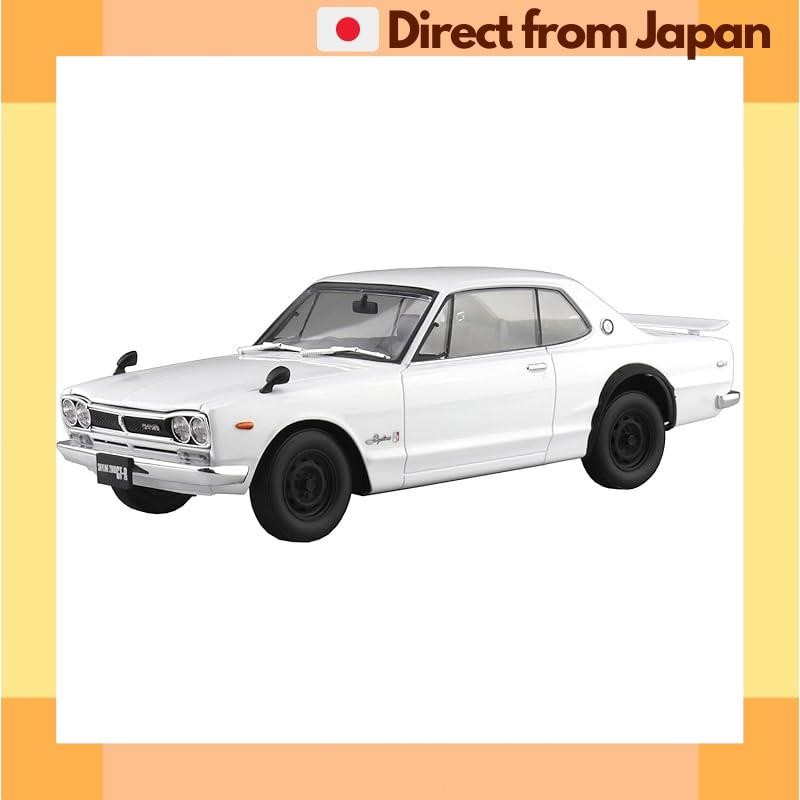 Aoshima Bunka Kyozai-sha 1/24 Raku-Pla Snap Car Series KPGC10 Skyline HT 2000GT-R 1971 White 01-WH