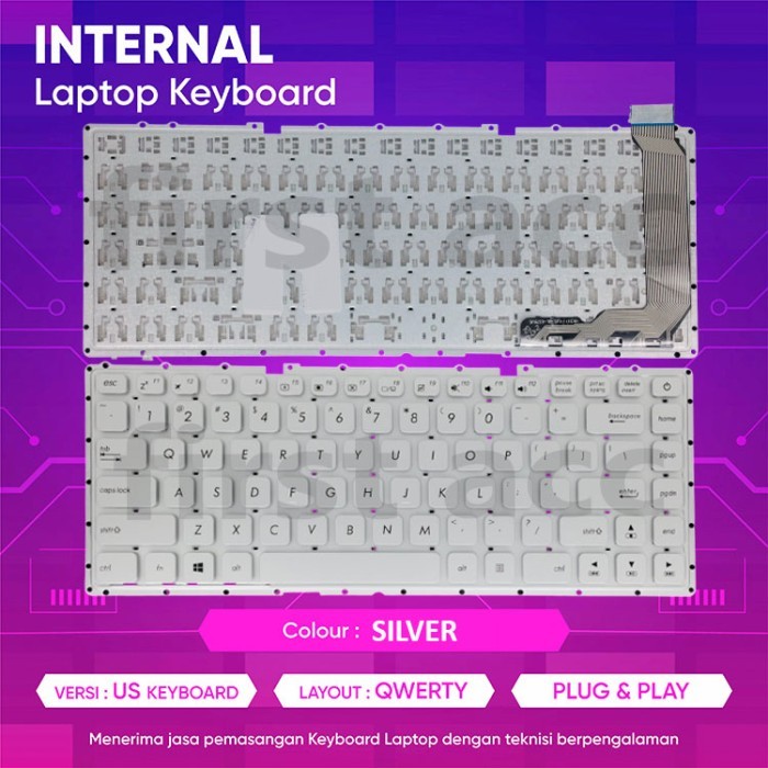 คีย์บอร์ด Asus X441 X441U X441S X441N X441M X441SA A441 SILVER