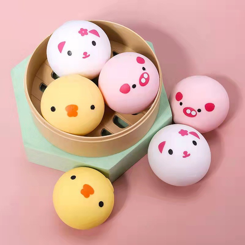 ซาลาเปา ปลอม โมนิ สกุชชี่ตุ๊กตา สกุชชี่ซาลาเปา ซาลาเปาบีบ ลูกไก่ ลูกหมู บีบสนุก นุ่มมือ คลายเครียด