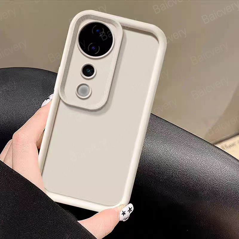 เคสโทรศัพท์ VIVO V40 5G V2348 V40 Pro V2347 สีสัน Matte Soft TPU ฝาครอบเลนส์ป้องกันขอบ