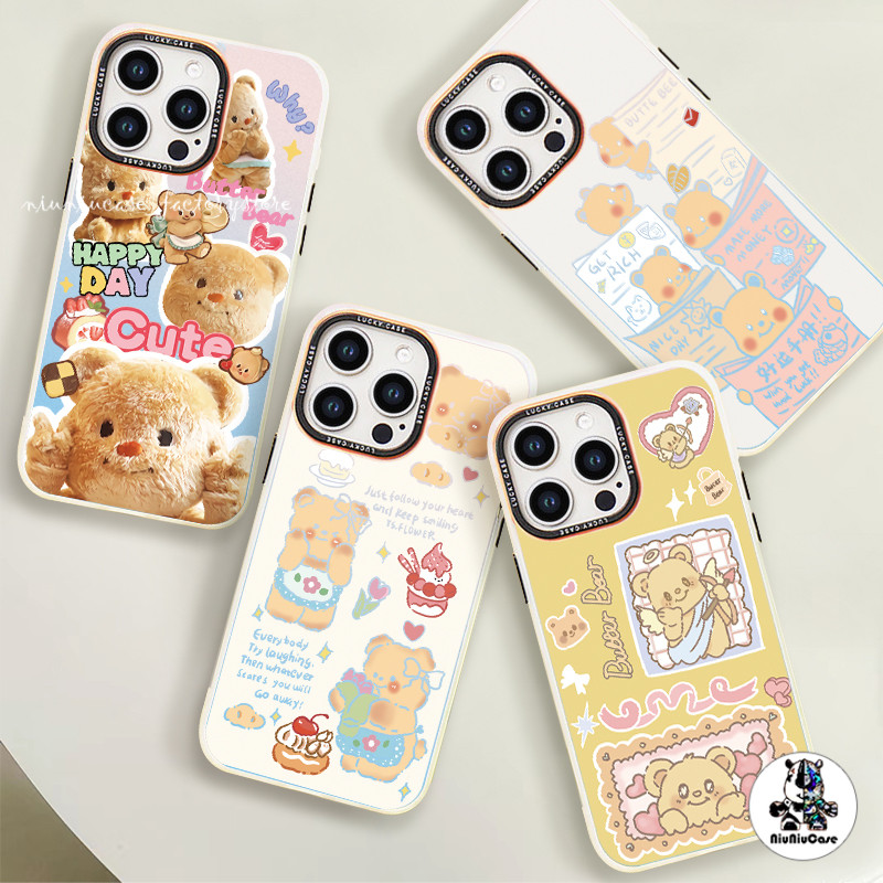 เคสเลเซอร์สีรุ้ง For เคสไอโฟน11 16 Cute Yellow Bear Laser เคส For iPhone 11 12 13 Pro 15 14P X XR XS Max 7 8 Soft Case