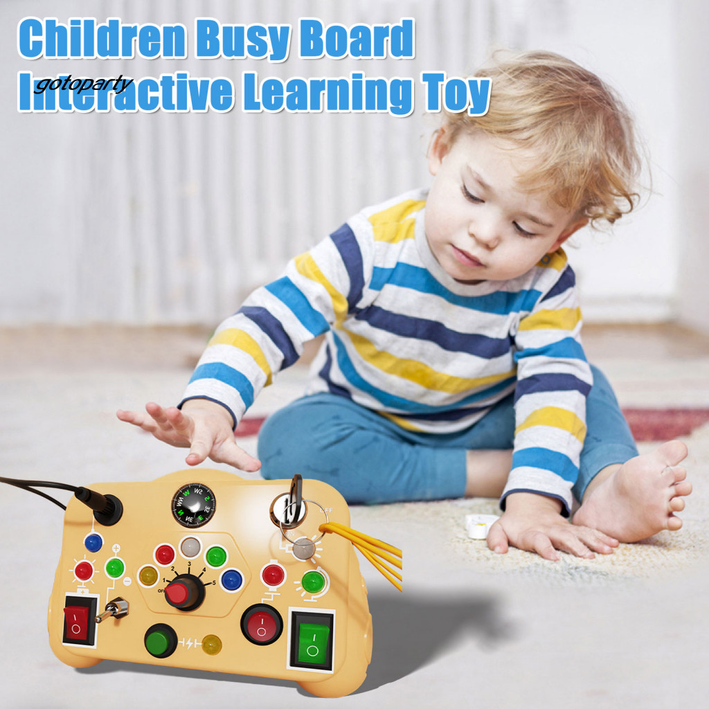 <Hot> เด็ก Busy Board Switch Busy Board Interactive Led Light-up เด็กวัยหัดเดิน Busy Board เข็มทิศของเล่นสําหรับ Early Learning Travel กิจกรรมการศึกษาเกมเครื่องสําหรับเด็ก