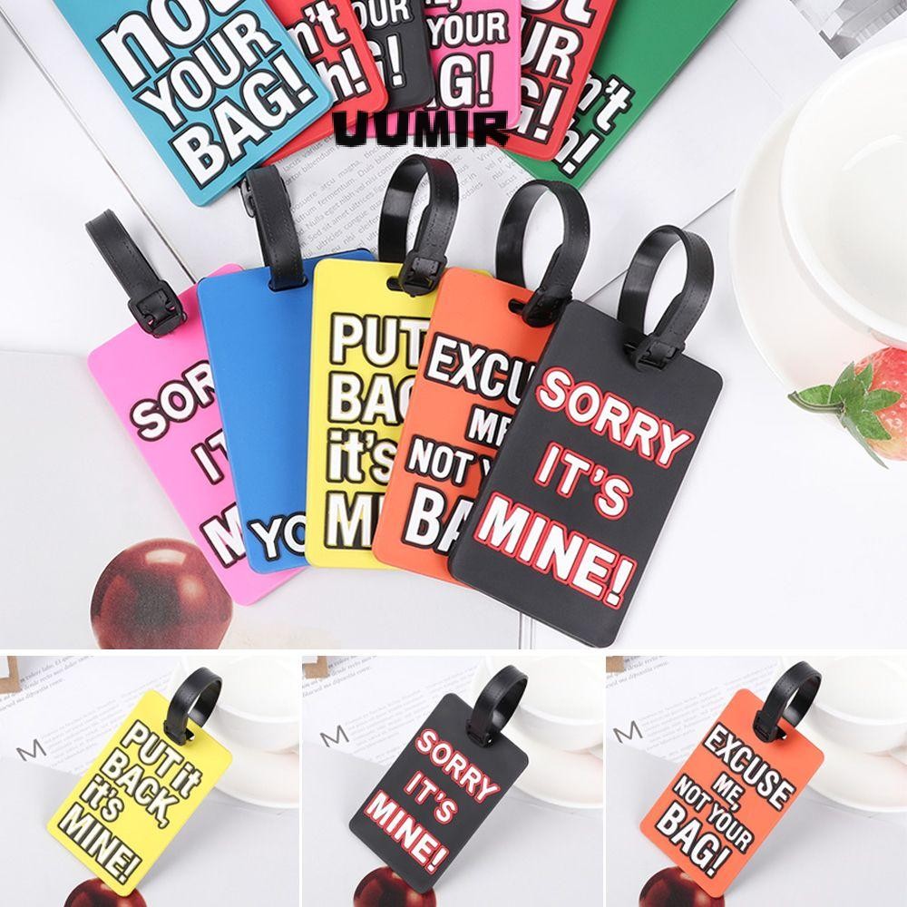 UUMIR แท็กกระเป๋าเดินทาง การ์ตูนน่ารักแบบพกพา PVC Baggage Boarding Label อุปกรณ์การเดินทางตัวอักษรสร้างสรรค์